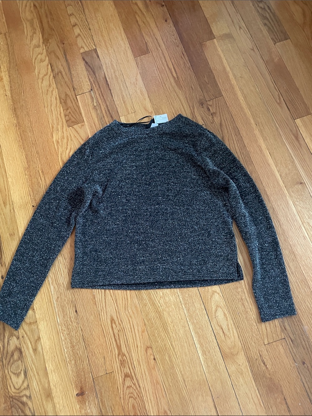 Divided Black Metallic Crewneck Sweater